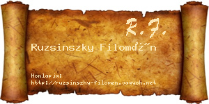 Ruzsinszky Filomén névjegykártya